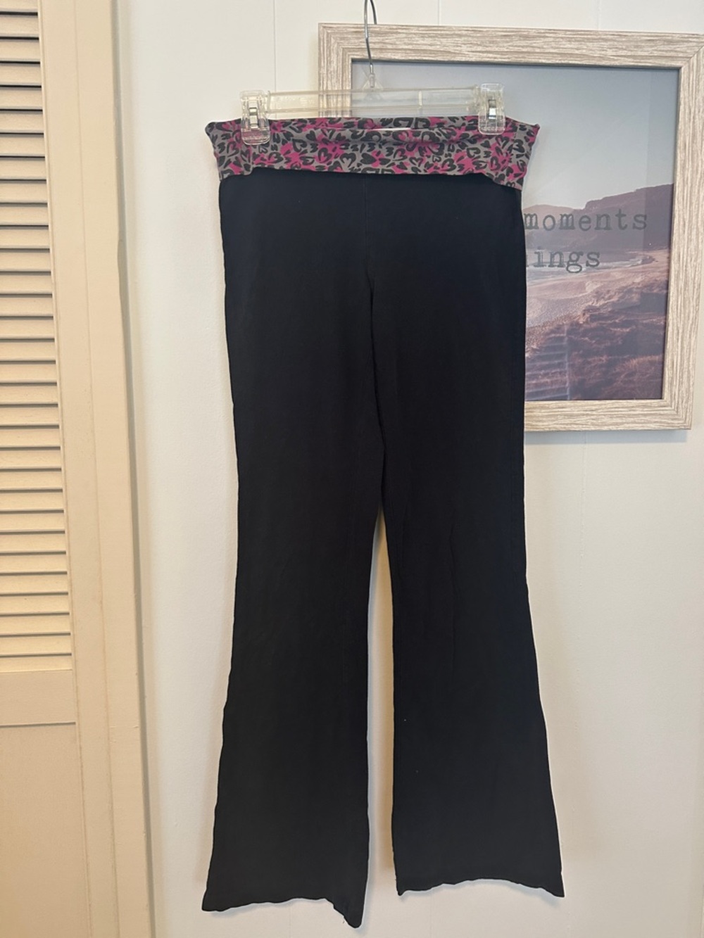Size XSmall Anchor Blue Black Boot Cut Pants with Pink Leopard Print Waistband